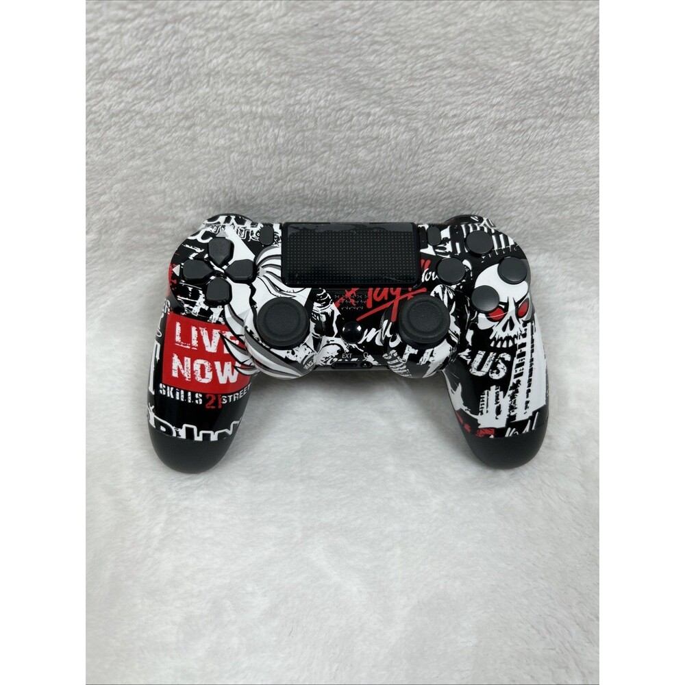 Controller For PS4 Wireless Skull Graffiti Style Red White Halloween Horror
